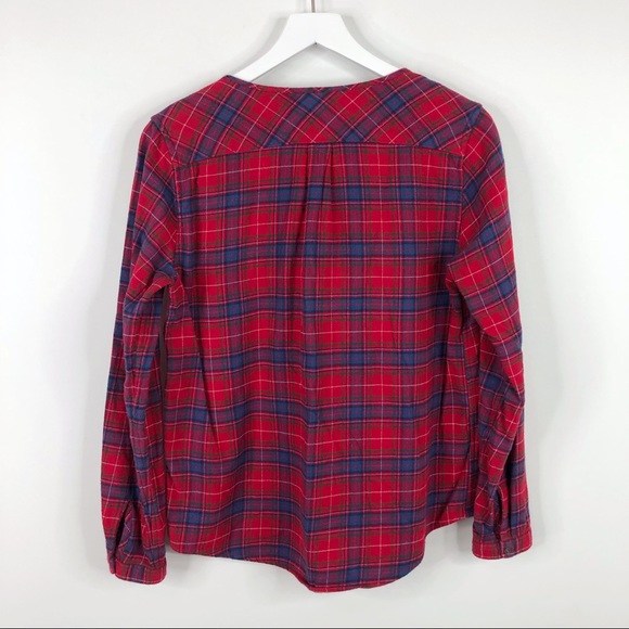 SOLD Lands End Red Tartan Plaid Flannel Ruffle Shirt - Picture 6 of 8